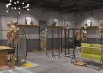 Modern Women's Dressing Clothing Store Display Fixtures Iron And Wood Material