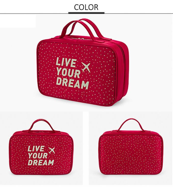 L25.5*D9*H16.5CM Polka Dot Travel Polyester Makeup Bag