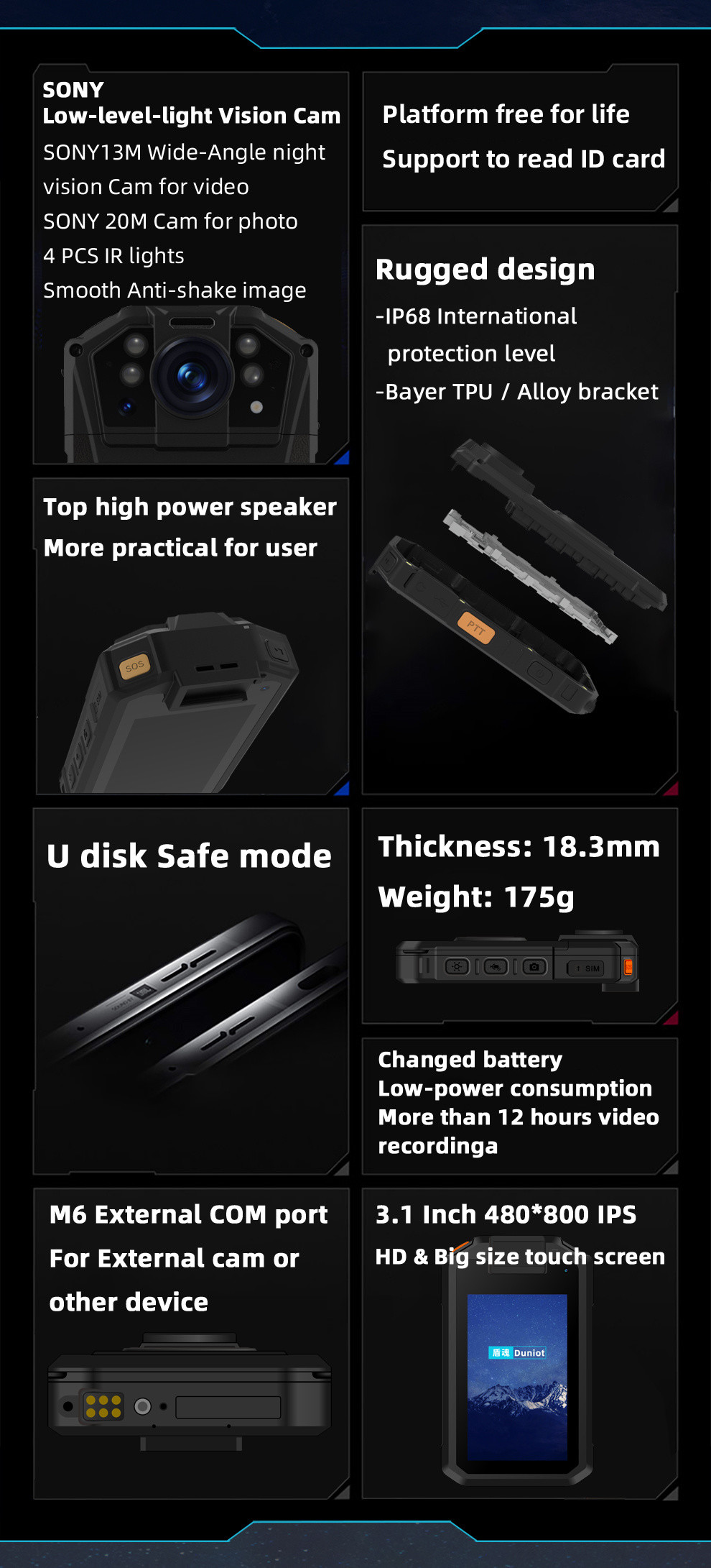 Gps Optional Law Enforcement Body Cameras IP65 Waterproof Police Body Cameras Video