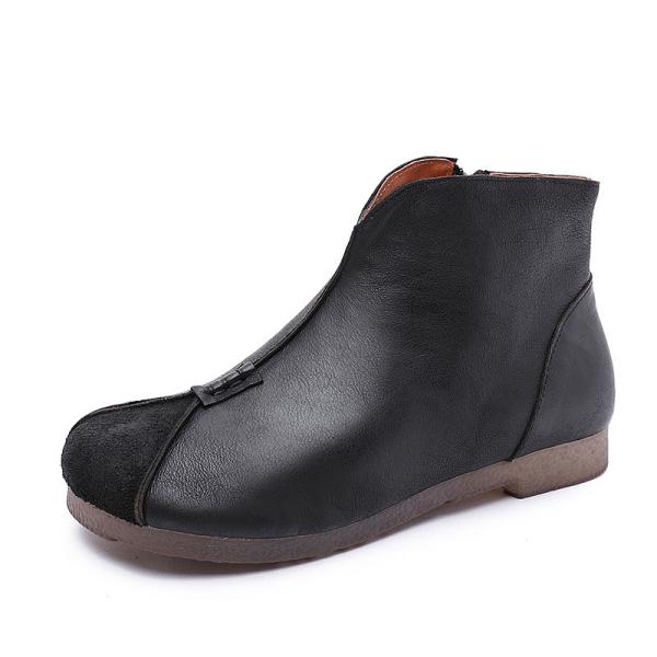 S206 Factory leather women's boots ethnic style flat ankle boots literary simple