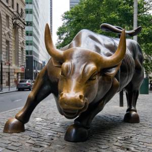 Wholesale Wall Street Bull Bronze Statue Garden Art Metal Animal Life Size Outdoor from china suppliers