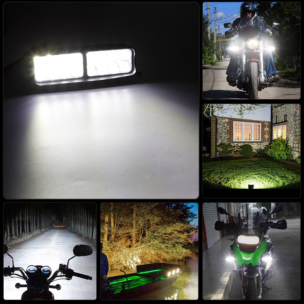 White Flash 16 Beam 12V 24V Auxiliary Headlight Motorbike LED Light