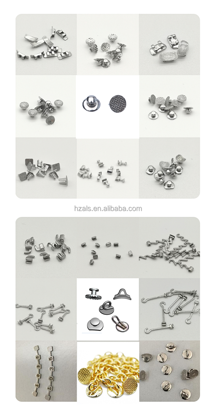 Customized Orthodontic Materials Steel Round Button and Chain Lingual Buttons with Cleat Double Wing