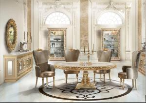 Wholesale Modern Luxury Style Dining Room Furniture White Round Top Dining Table Set from china suppliers