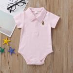 Custom LOGO Color Cute baby Short Sleeve Short romper Lapel Neck litter bear