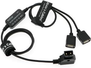 China D-tap Male to Dual USB Female Port 5V 2A Power Cable Converter Adapter for Anton V-Mount Gold Mount Battery on sale