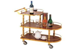 Wholesale Copper Plated Room Service Equipments , Liquor Trolley 770x400x825mm For Wine Golden and red color from china suppliers