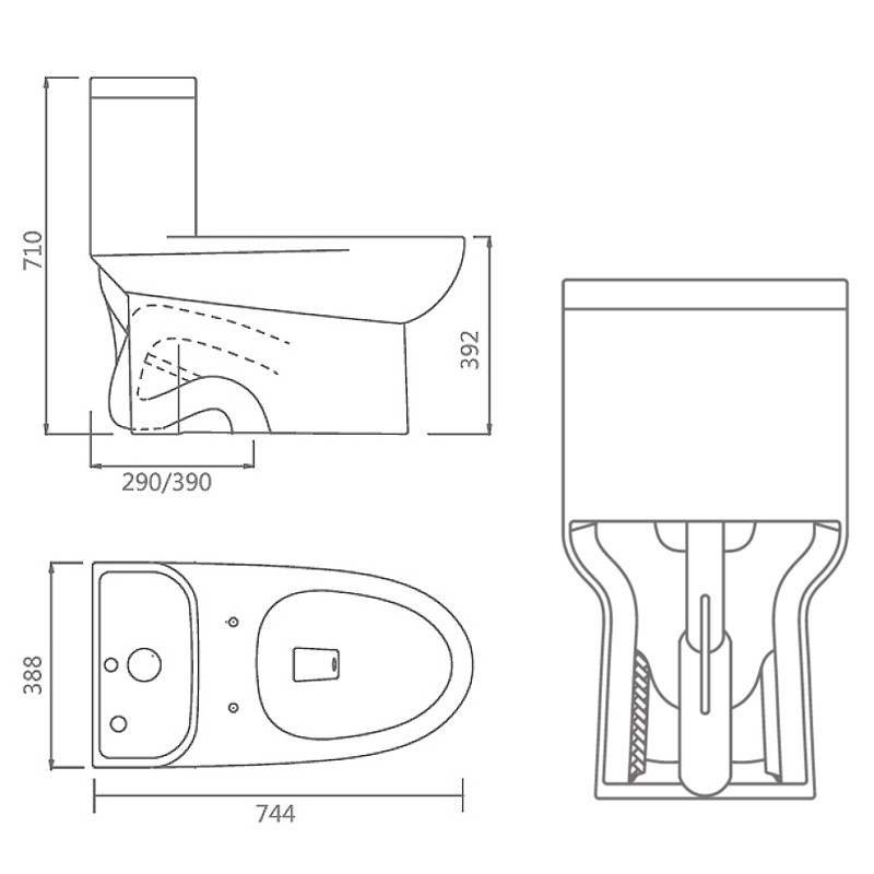 Round Bowl 1.1GPF One Piece Toilets Siphon Flush 4L