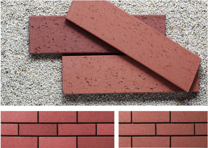 Home Exterior Split Face Brick With Clay Raw Material Wire Cut Brick Surface