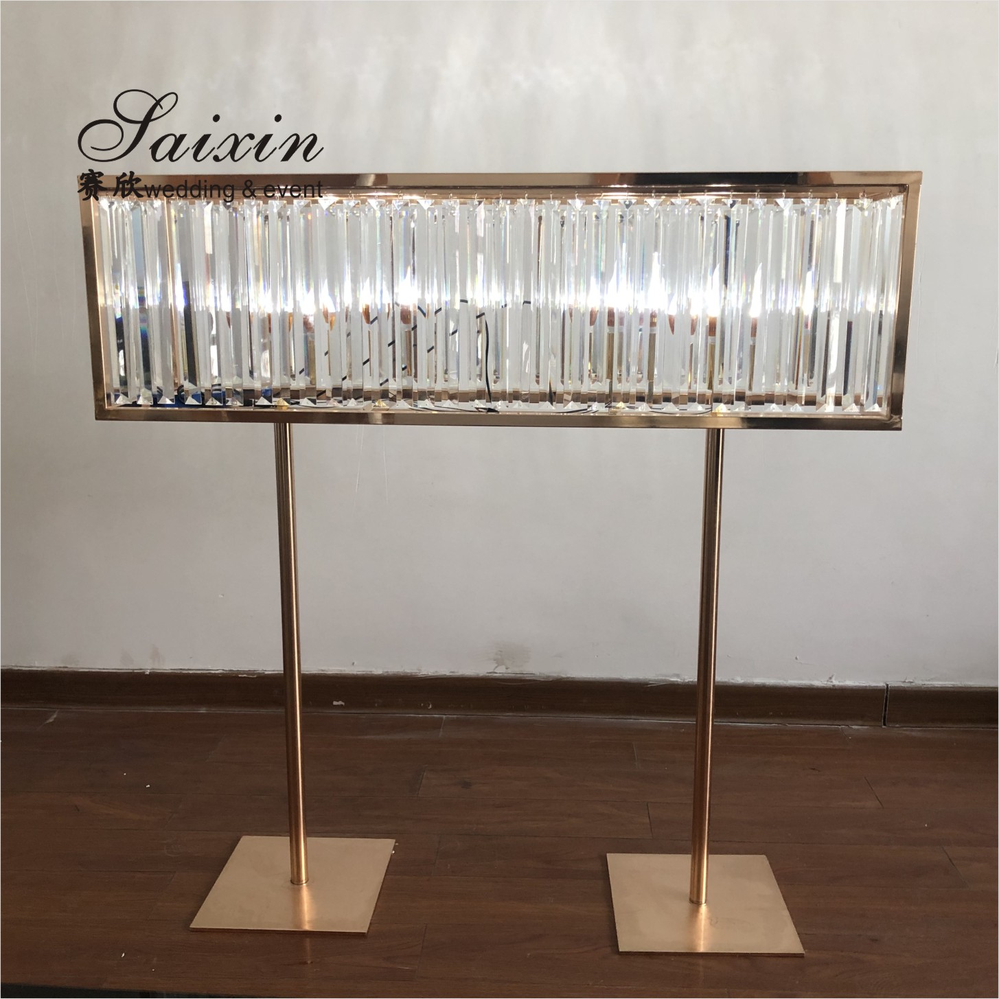 Wholesale wedding table decoration rectangle crystal centerpieces with light