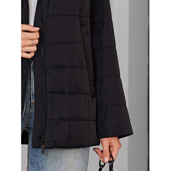 Black Ladies Light Puffer Jacket 74cm 76cm Length Lightweight Packable Jacket