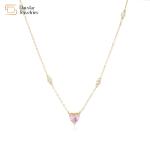 Women Choker Necklace 18k Gold Jewelry Heart Diamond Zircon Pendant Thin Chain