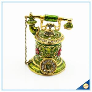 Wholesale Jeweled Enamel Trinket Box Antique Telephone Shape Trinket Box For Women's Gift SCJ183 from china suppliers