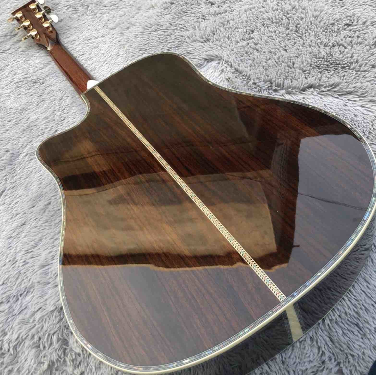 D Style Solid Cedar Top Cutaway 41" Pearl Inlays Rosewood Back and Sides Acoustic Guitar