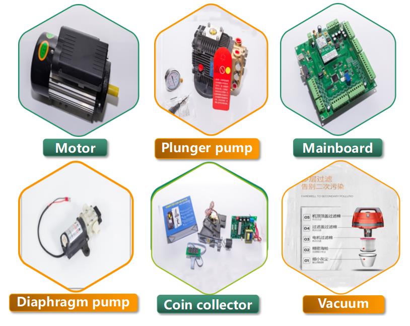 Card Operated Car Wash With 360 Degree Swing Arm 500mm Vacuum Pipe Length