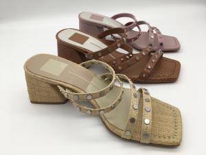 Wholesale #6 - #11 Summer Chunky Heel Sandals / Tan Ladies Peep Toe Sandals from china suppliers