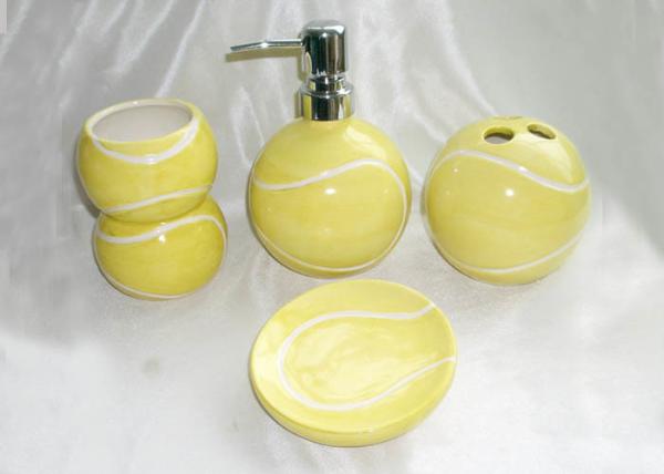 Stoneware Porcelain Ceramic Bathroom Set Earthenware Hand Painted Tennis Ball