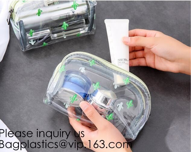 Custom Printing Recycled Soft Pvc Zipper Cosmetic Pouch,Transparent Customer Design PVC Cosmetic Pouch, bagease, bagplas