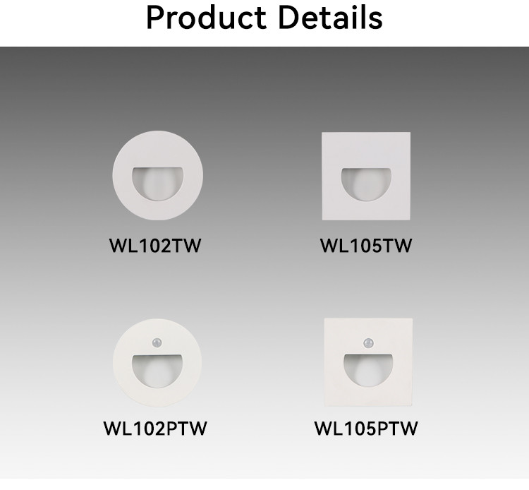 Smart Control PIR Led Stair Lights 62mm Cutout Square Stair Lights