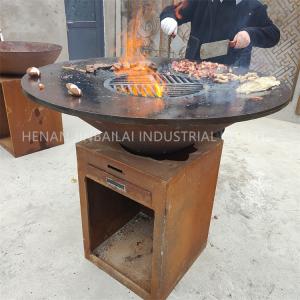 Wholesale D1000mm Rusty red Corten Steel BBQ Grill Metal Barbecue Grill Outdoor Fireplace from china suppliers