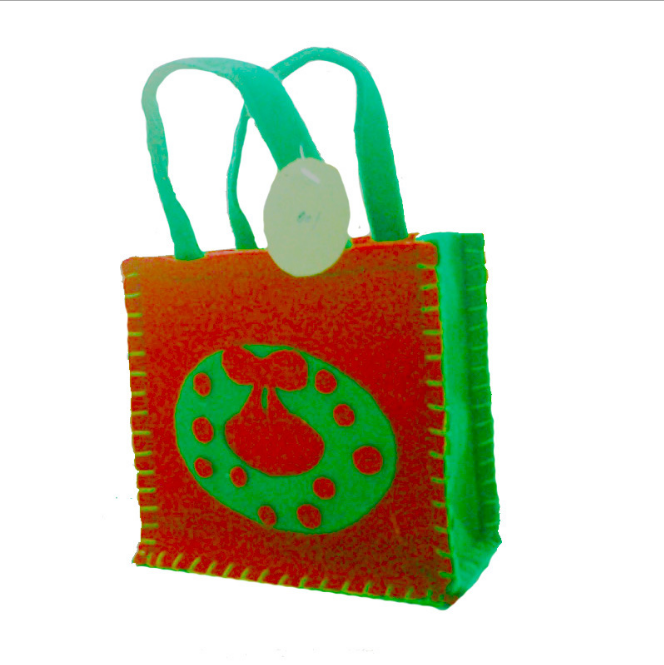 2021 new hot selling Christmas Santa felt tote bag reusable woman shopping bag handle bag for Christmas gift