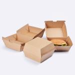 2 Sizes Kraft Paper Burger Box , Burger Takeaway Box Thickness 250gsm