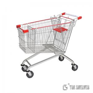 Wholesale 4 Wheels Steel Shopping Cart Trolley 100L for Supermarket Chrome Surface from china suppliers