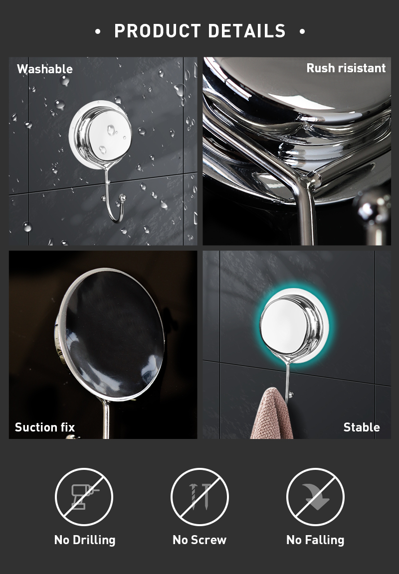 Heavy Duty Minimalist Decorative Coat Hooks Vacuum Suction Glass Hook