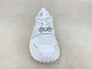 Wholesale Women white flat fashion sneakers with paillette crystal breathable mesh and low cut from china suppliers