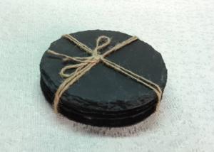 Wholesale 4 Pieces Slate Round Stone Coasters Eco Friendly For Hotel / Restaurant from china suppliers