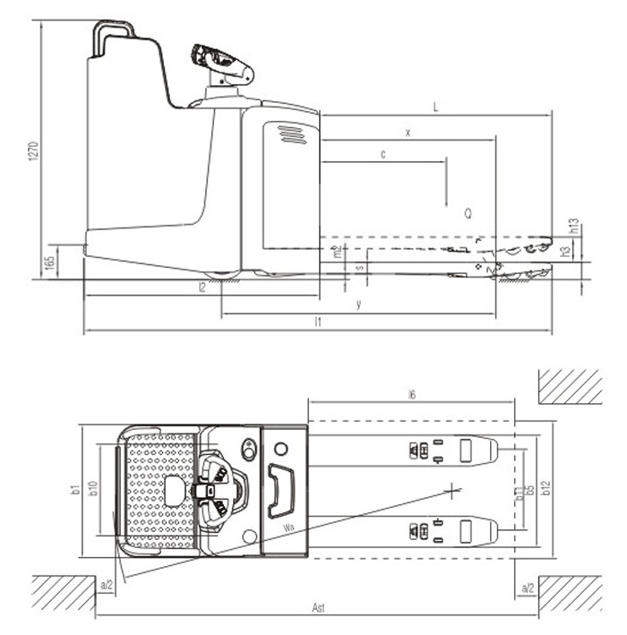 Standing Type Electric Pallet Truck Closed Arm With Fixed Platform Anti - Vibration