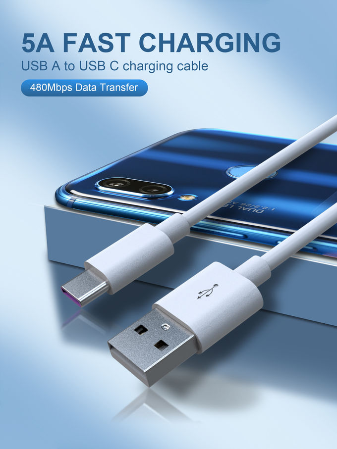 3 Feet White 5A Type A To Type C Cable For Huawei Samsung Xiaomi