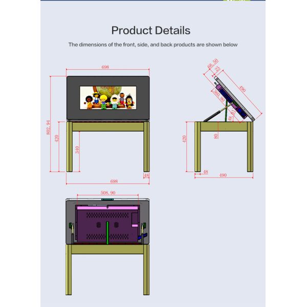 Small Green Early Education Touch Screen Tablet Table Multifunctional Entertainment Interactive Capacitive Touch
