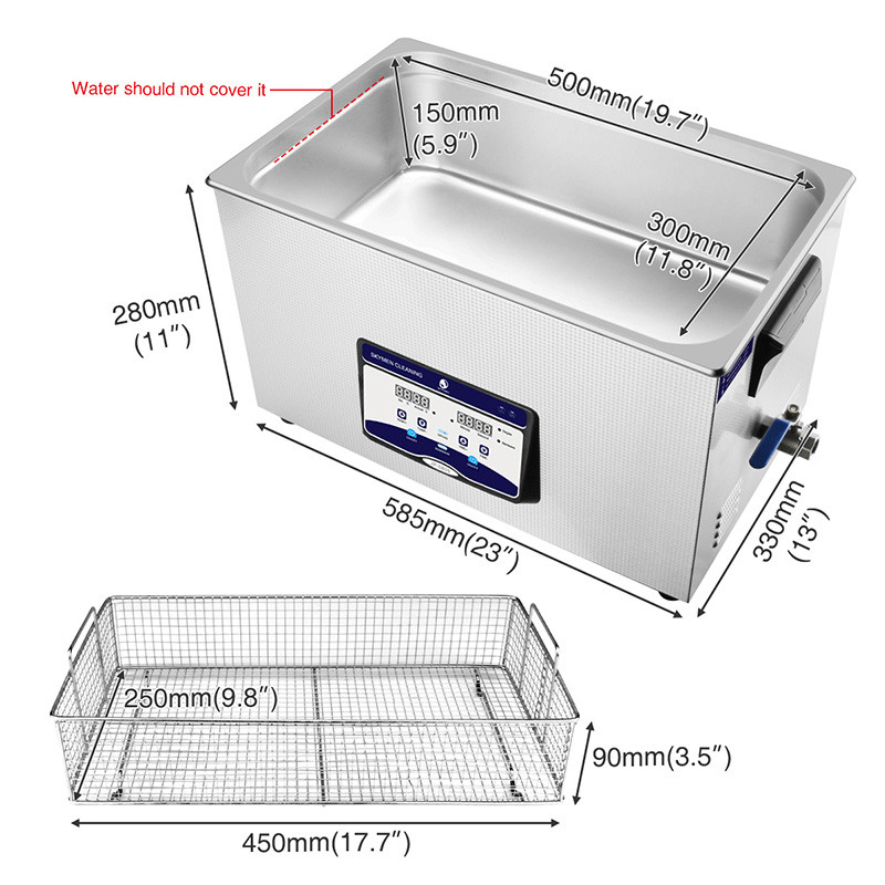 Throttle 30L Industrial Ultrasonic Parts Cleaner 30min Timer Adjustable