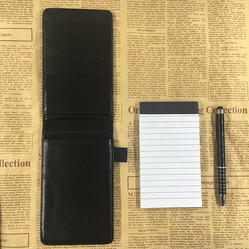 Reporters' Must-Have A7 PU Leather Cover Notepad with Gel Pen 2 Colors