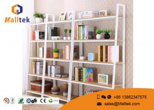 China Movable Steel Wood Display Rack Powder Coating Wooden Store Shelves on sale