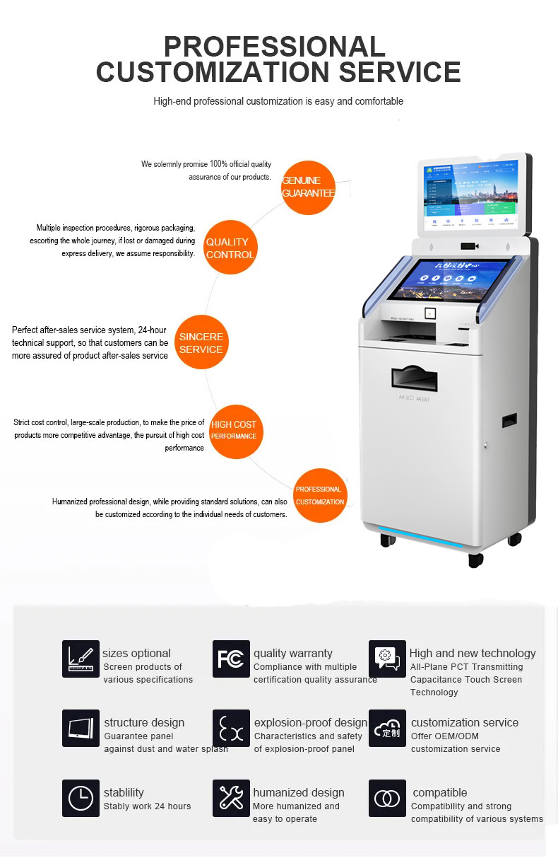 High Quality 23.8 Inch Quickly Scan Print 4G Lcd Self Service Report Print Terminal