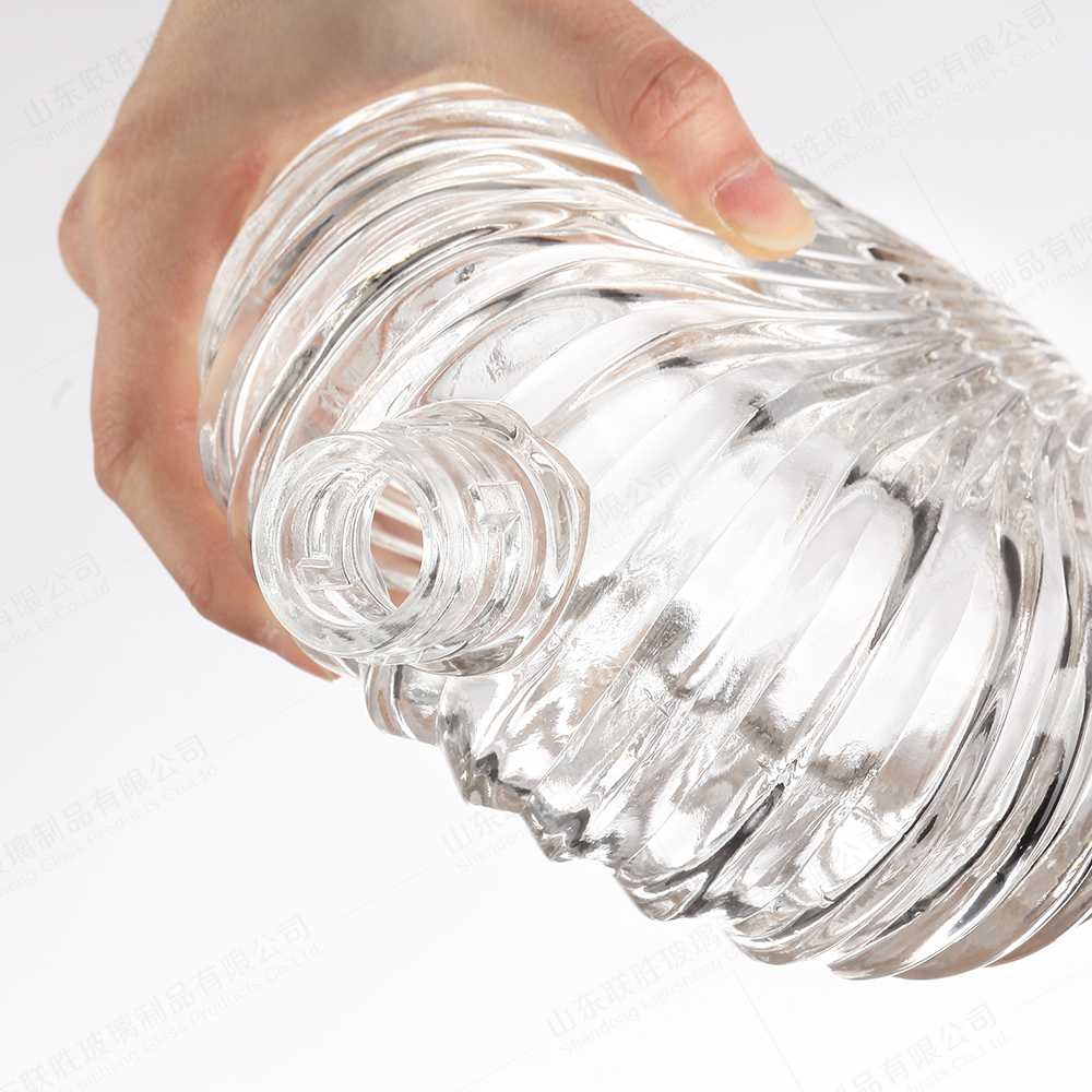 Glass Collar 750ml Tequila Vodka Spirits Bottle With Lid And Custom Logo