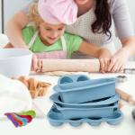 LFGB Silicone Baking Tools Blue Baby Cartoon Non Toxic Cake Mold Suit