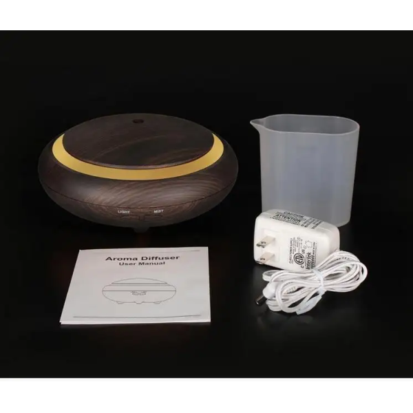 UFO Shape 150ml Ultrasonic Aroma Diffuser 7 Color LED Lights Pear Wood Electrical Essential Oil Humidifier Machine for Room Use