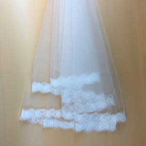 Wholesale 39‘’--118‘’ Ivory/White Bridal Veil Eyelase French Lace Edge Wedding Accessories from china suppliers