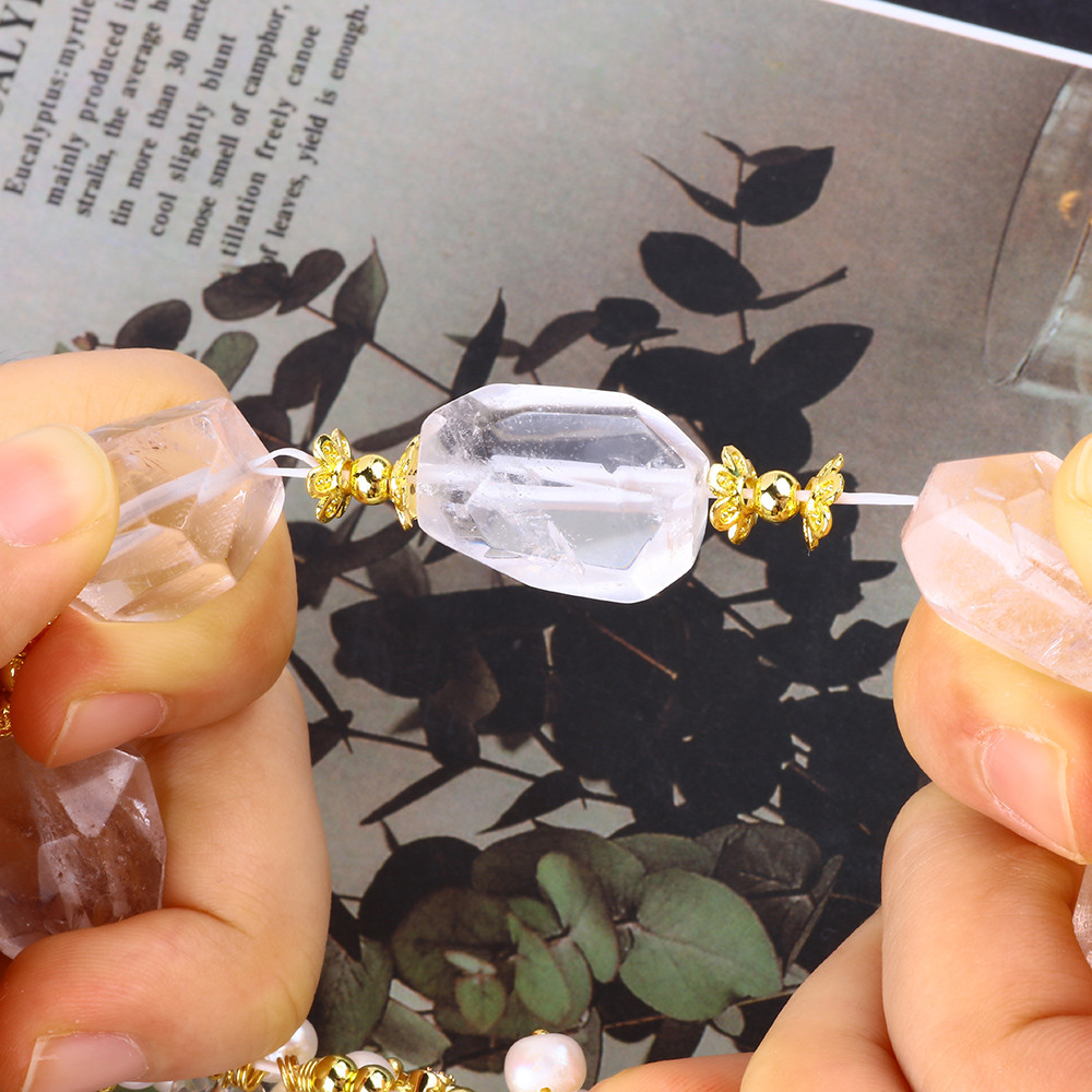 Handmade Gemstone Bracelet Adjustable Charms Rose Quartz Bracelet Natural Stone Pearl Jewelry For Party Daily Wearing