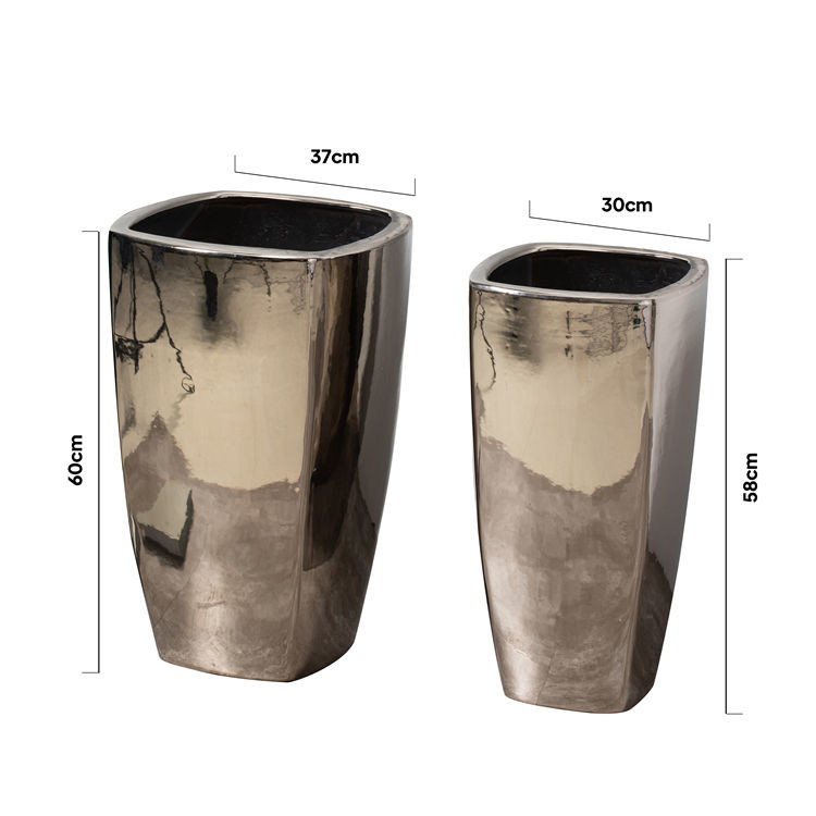 Factory garden indoor outdoor decoration large flower pot custom sliver tall ceramic planter pots