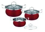 Red Kitchen Pots And Pans Set Easy Cleaning , Durable Stainless Steel Cookware