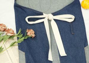 Wholesale Men Women Chef Works Aprons Waterproof Cotton Webbing Strap Denim Splicing Pocket from china suppliers