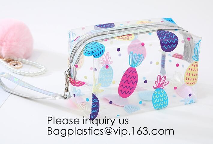 Cute Unicorn PVC Transparent Travel Accessory Cosmetic Bag Waterproof Makeup Pouch Cactus Flamingo Wash Kits Organizer