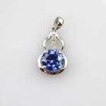 Fashion Silver Jewelry 7mm Blue Cubic Zircon Stones Pendant(PSJ0415)