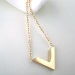 Fashion Pendant Stainless Steel Jewelry Necklace， V sharp necklace with gold