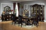 6 Seat Black Round Luxury Wood Dining Room Sets Solid Wood Dining Table And