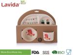 Animal Word Print Firm Bamboo Childrens Dinner Set Biodegradable For Indoor And